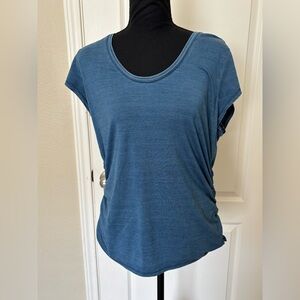 WHBM XL Jet setter tee-shirt ruched sides scoop neck blue denim ombre tshirt